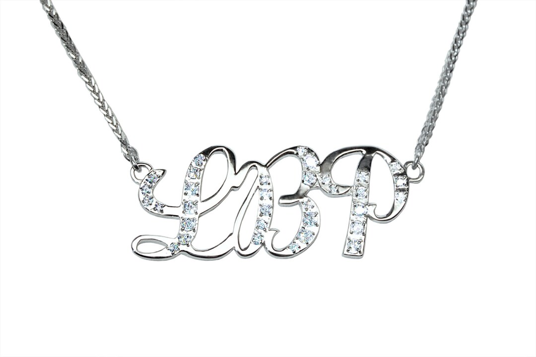 Real Diamond Necklace 14K White Gold Diamond Name Necklace Etsy