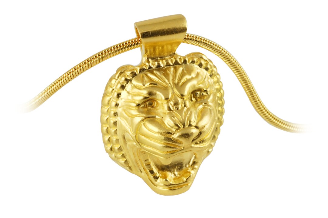 Lion Head Necklace, Gold Lion Necklace for Men, Unisex, for Women, Gold