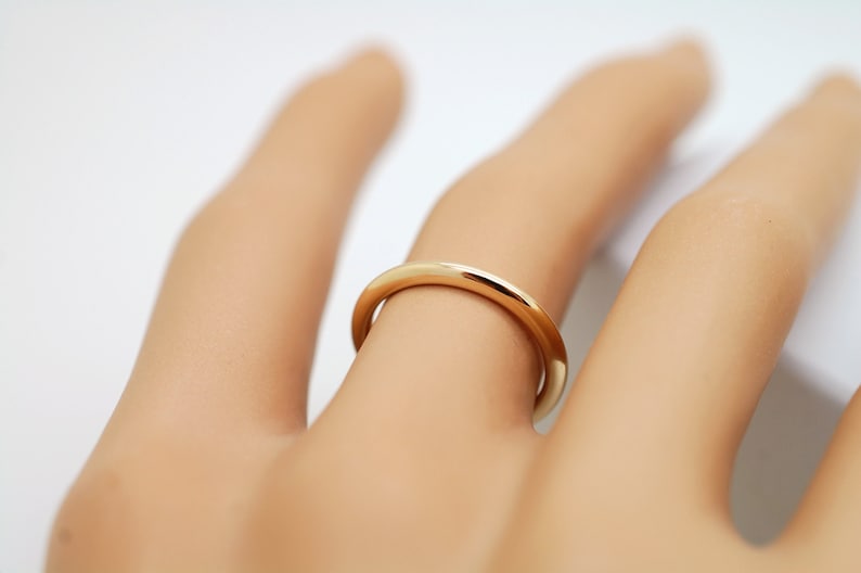 4mm Wide 14k Gold Plated Classic Comfort Fit Wedding Ring Band Size 4-13