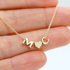 14k Letter C Necklace Solid Gold Initial C Necklace With Tiny Mini Small C Letter Slider Personalized Teen Graduation Jewelry