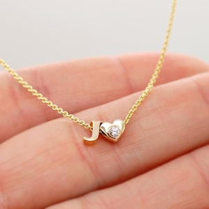 Letter J Necklace 14K Gold Initial J Necklace Real 14k Gold Small Mini Tiny J Necklace for Woman Her Personalized gifts