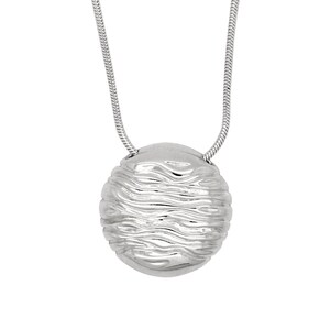 Water Wave Pendant Necklace, Water Silver Necklace, Circular Pendant Necklace Mom Gift image 2