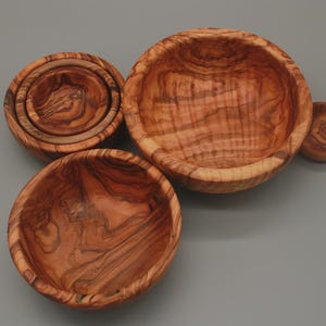 Handcrafted Olive Wood Bowls - Set of 6 - Mediterranean Kitchen Decor