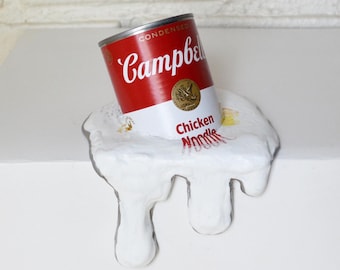 Melted Campbell's Chicken Noodle Soup Can Surreal Pop Art Sculpture