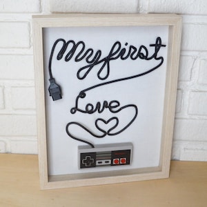 Nintendo NES Wall Art Shadow Box - My First Love Fancy Writing
