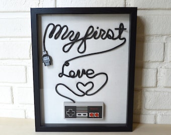 Nintendo NES Wall Art Shadow Box - My First Love Fancy Writing