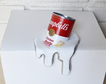 Melted Campbell's Chicken Noodle Soup Can Surreal Pop Art Sculpture