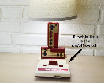 Original Japanese Nintendo Famicom Console and Controllers Desk Lamp - Nintendo Light Sculpture With Lamp Shade