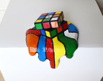 Melted Rubik's Cube Surreal Pop Art Sculpture