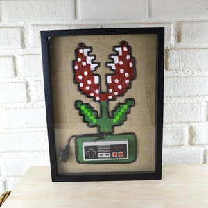 Super Mario Piranha Plant In Color - Nintendo NES Wall Art Shadow Box
