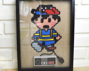 NESS Earthbound - Nintendo NES Controller Wire Wall Art Shadow Box