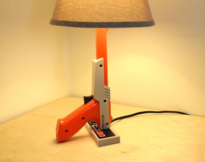 Zapper Gun Desk Lamp With Lamp Shade Nintendo Zapper Orange Etsy
