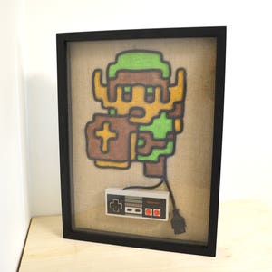 Legend of Zelda Link In Color - Nintendo NES Controller Wire Wall Art Shadow Box