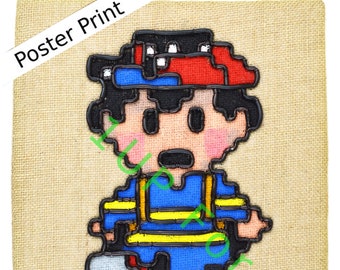 NES Nintendo Poster Print - Ness in Color from Earthbound - Video Game Art