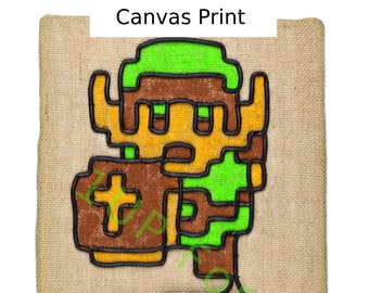 Legend of Zelda Canvas Art Print- Link in Color - Nintendo NES Gamer Art Print