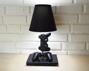 Playstation 2 Desk Lamp Console and Controller - Sculpture Light with Lamp Shade