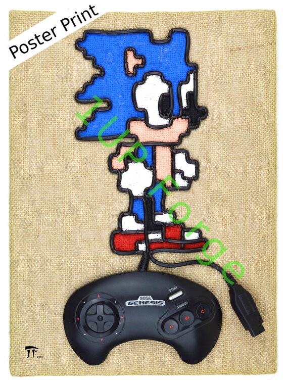 セガジェネシスポスタープリント - ソニック・ザ・ヘッジホッグカラー