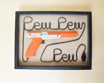 Nintendo NES Zapper Wall Art Shadow Box - Pew Pew Pew