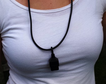 Nintendo NES Pendant Necklace Controller Plug and Cord Upcycled