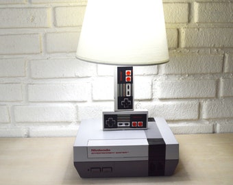 Original Nintendo NES Console and Controller Desk Lamp - Nintendo Light Sculpture With Lamp Shade