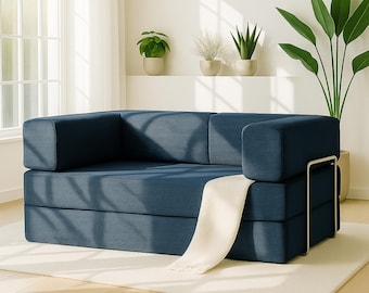 Modular Floor Sofa Bed, Custom Color Ribbed Corduroy Couch with Metal Frame, No Assembly Required