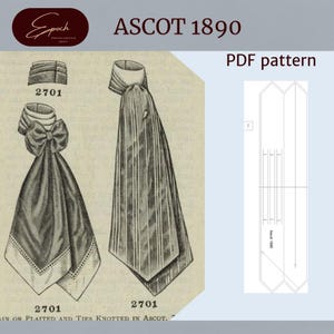 May include: An illustration of Ascot ties from 1890, with the text "ASCOT 1890" and "PDF pattern." The image shows two Ascot tie designs, one with a bow and the other with vertical stripes. The number "2701" is present on the image.