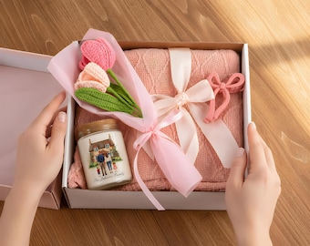 Custom Family Portrait Candle Gift Set, Personalized Housewarming Gift Box, Anniversary Gift, Mother's Day Gift, New Home