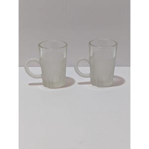 Vintage Frosted Glass Espresso Shot Mugs With Handles - Set Of 2