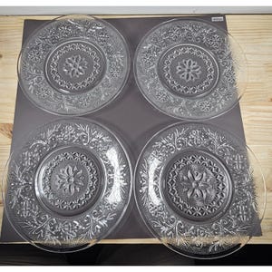Set di 4 piatti da insalata in vetro trasparente Anchor Hocking Sandwich con motivo floreale vintage