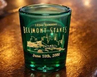 Vintage 2000 Belmont Stakes 132nd Running Green Gold Shot Glass