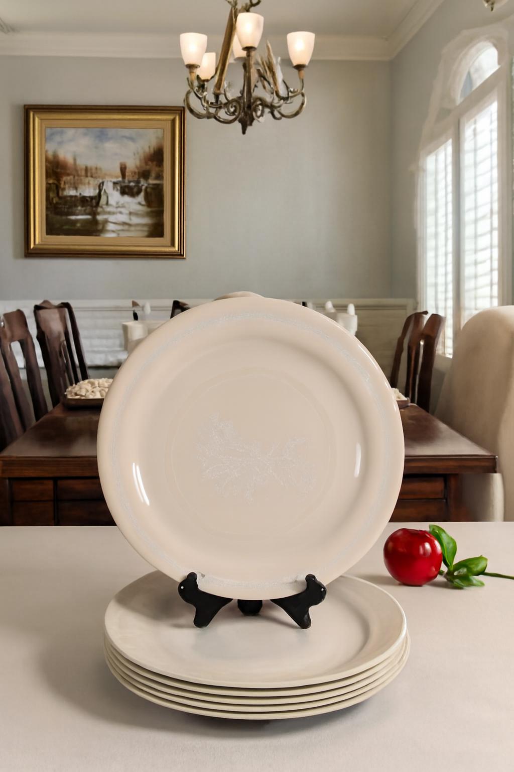 Vintage Corelle “victorian Lace” Set of 6 Dinner Plates White‑on
