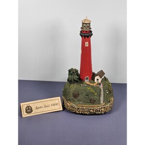 Vintage Lefton Jupiter Inlet 1860 Lighthouse Figurine  10.5&quot; Tall  Lights Up  Requires 2 AA Batteries Not Included  Collectible Decor Piece