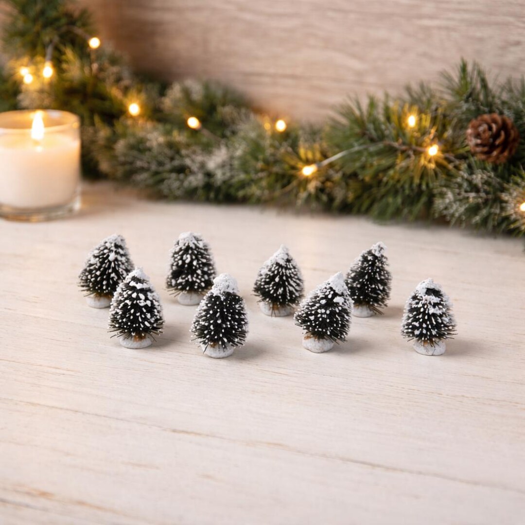 Miniature Christmas Village Trees Set of 8 Snow Dusted 2 Inch Trees - Etsy