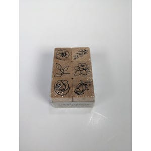 Set Of 6 Floral Stamps By Stamp Craft #2973Q Unused Wood & Rubber Stamp Set Taiwan