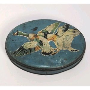 Vintage Oval Mackintosh Dose mit fliegenden Enten Design