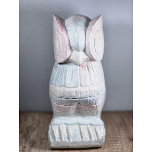Vintage 10 &quot;weiße handgeschnitzte Holzfigur Eule