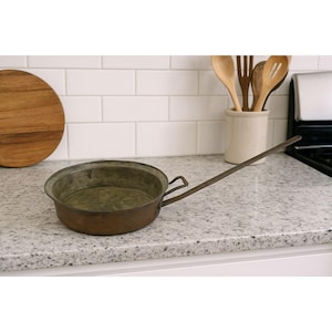 Vintage French Copper Sauté Pan With Wrought Iron Handle