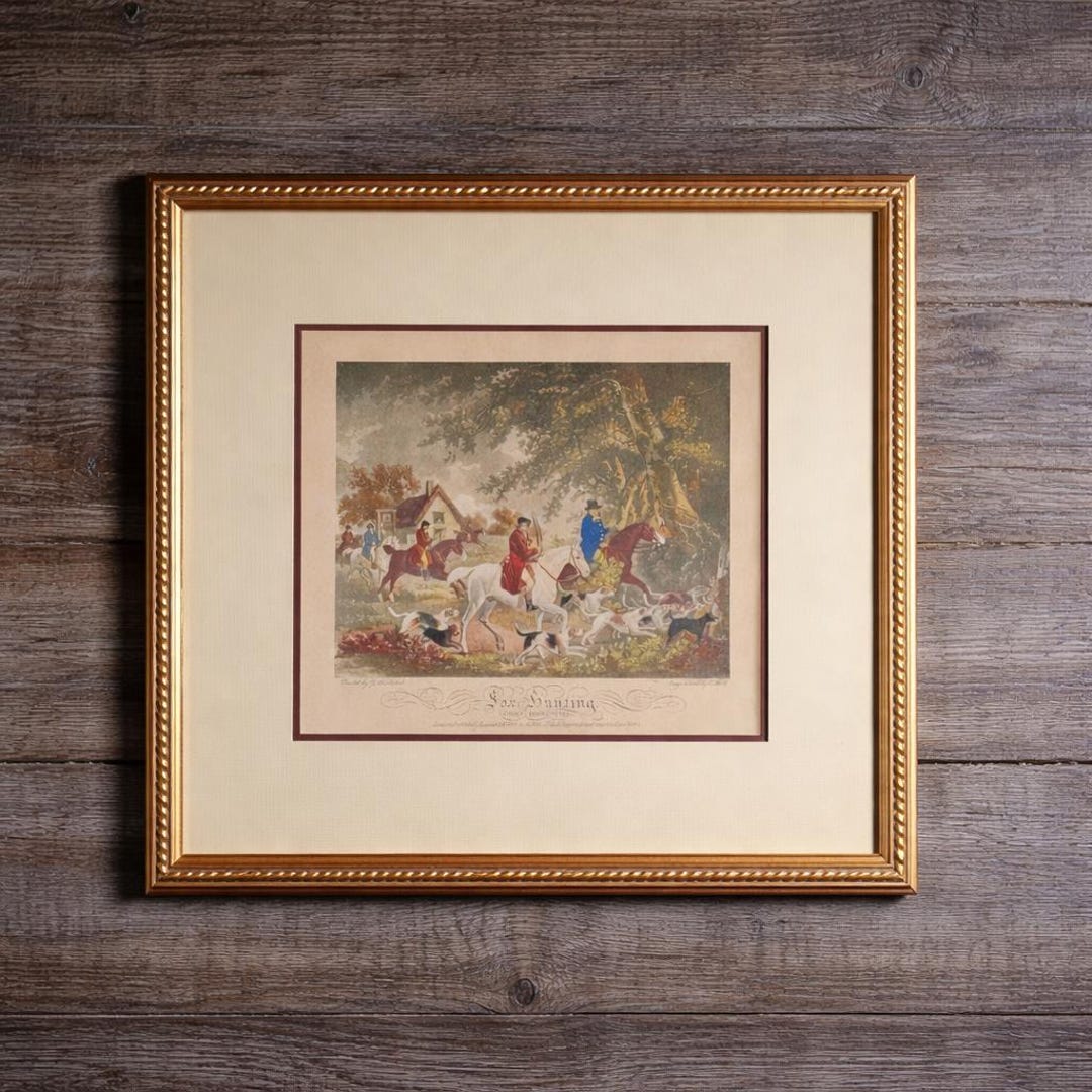 Antique Fox Hunting Print After George Morland Framed Equestrian