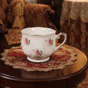 Vintage FTD Japan Porcelain Tea Cup Pink Rose Floral Gold Rim