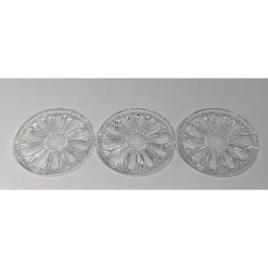 Set Of 3 Cut Glass Flower Pattern Drink Coasters 3-3/4&quot; Diameter Elegant Vintage Style