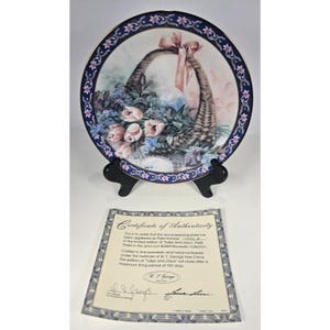 Lena Liu &quot;Tulips & Lilacs&quot; Basket Bouquets Limited Edition Collector Plate With Gold Trim