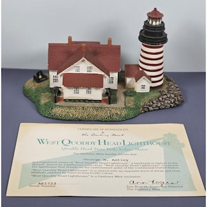 Vintage Danbury Mint West Quoddy Head Lighthouse Figurine