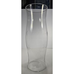 15&quot; Clear Glass Hurricane Vase With Starburst Etching Design