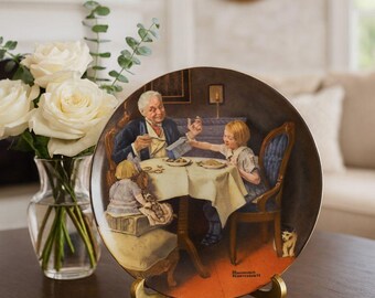 Vintage Norman Rockwell Family Dinner Plate 1984 Knowles 8.5” Collector