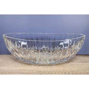 Vintage Cut Crystal Oval Candy Bowl With Starburst Design