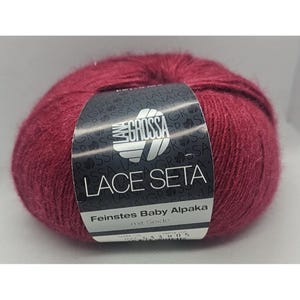 Lana Grossa Lace Seta Feinstes Baby Alpaka Yarn 50g 250m Dark Red Premium Quality