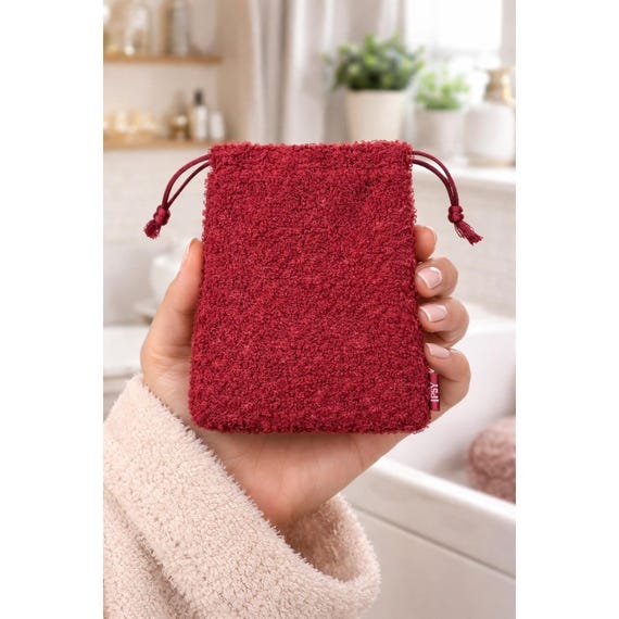 Ipsy Glam Bag Plus Red Drawstring Makeup Bag Plush Cosmetic Pouch
