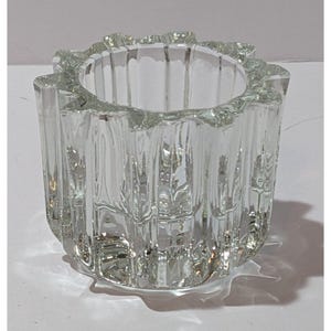 80s Vintage Avon Crystal Glass Votive Candle Holder 2.5&quot; Tall X 3&quot; Wide Ribbed Design
