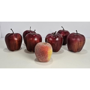 Set Of 7 Realistic Faux Apples Decorative Artificial Fruit Red & Red/Yellow