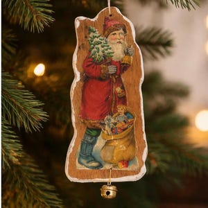 Kurt Adler Wooden Santa Ornament - Etsy display picture 1